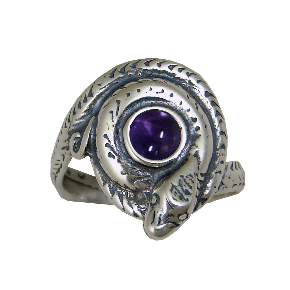 Sterling Silver Snake Ring With Iolite Size 9